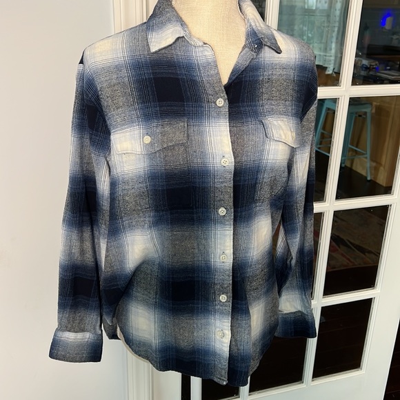 OLD NAVY flannel button-down, blue/white size S - Picture 1 of 9